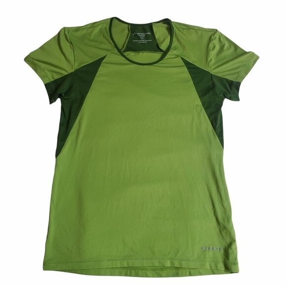 Brooks Green Colorblock Short Sleeve Athletic Tee sz L - Picture 1 of 12